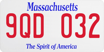 MA license plate 9QD032