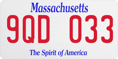 MA license plate 9QD033