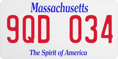 MA license plate 9QD034
