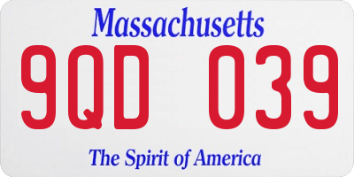 MA license plate 9QD039