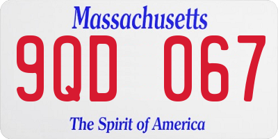 MA license plate 9QD067