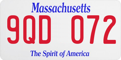 MA license plate 9QD072