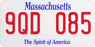 MA license plate 9QD085