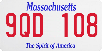 MA license plate 9QD108