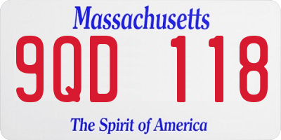 MA license plate 9QD118