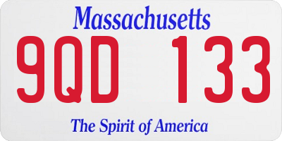MA license plate 9QD133