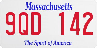 MA license plate 9QD142