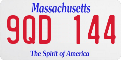MA license plate 9QD144