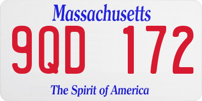 MA license plate 9QD172