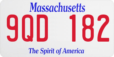MA license plate 9QD182