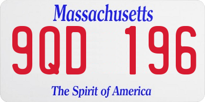 MA license plate 9QD196