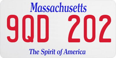 MA license plate 9QD202