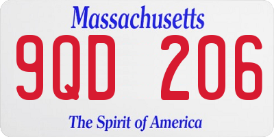 MA license plate 9QD206