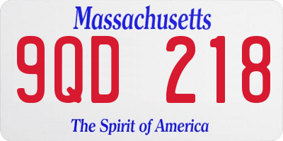 MA license plate 9QD218