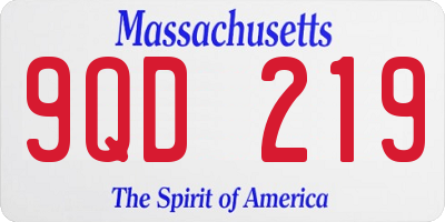 MA license plate 9QD219