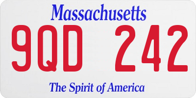 MA license plate 9QD242