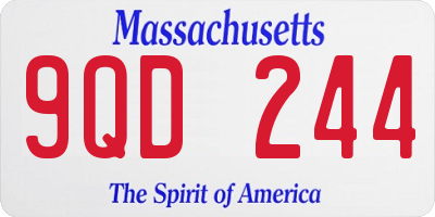 MA license plate 9QD244
