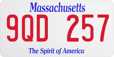MA license plate 9QD257