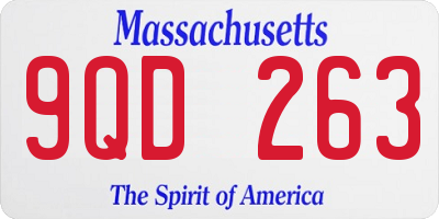 MA license plate 9QD263