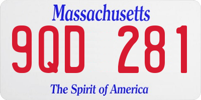 MA license plate 9QD281