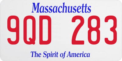 MA license plate 9QD283