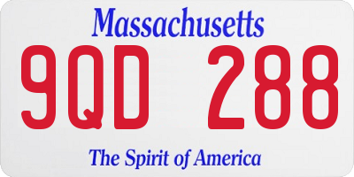 MA license plate 9QD288