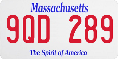 MA license plate 9QD289