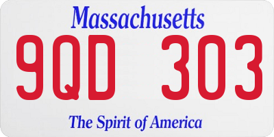 MA license plate 9QD303