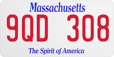 MA license plate 9QD308