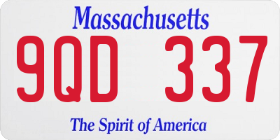 MA license plate 9QD337