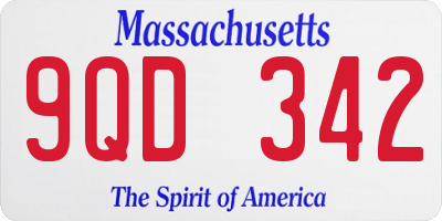 MA license plate 9QD342