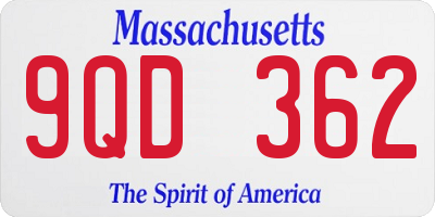 MA license plate 9QD362