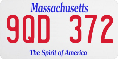 MA license plate 9QD372