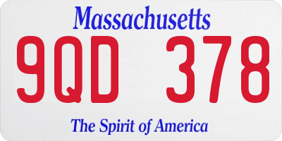 MA license plate 9QD378