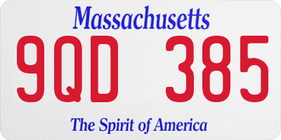 MA license plate 9QD385