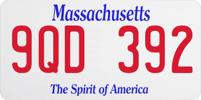 MA license plate 9QD392