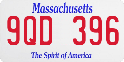 MA license plate 9QD396