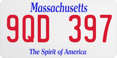 MA license plate 9QD397