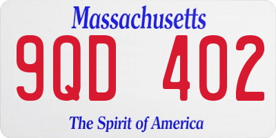 MA license plate 9QD402