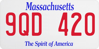 MA license plate 9QD420