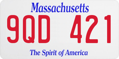 MA license plate 9QD421