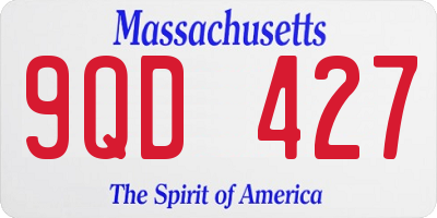 MA license plate 9QD427
