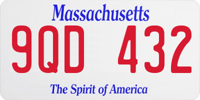 MA license plate 9QD432