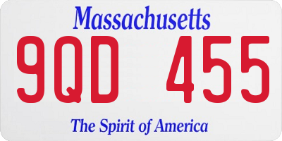 MA license plate 9QD455