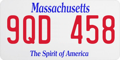 MA license plate 9QD458