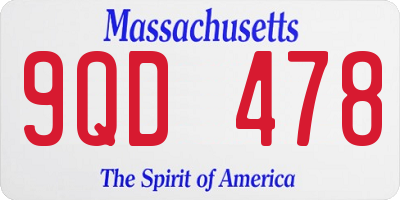 MA license plate 9QD478