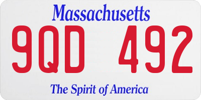 MA license plate 9QD492