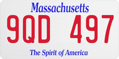 MA license plate 9QD497