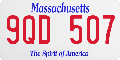 MA license plate 9QD507