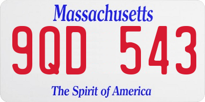 MA license plate 9QD543